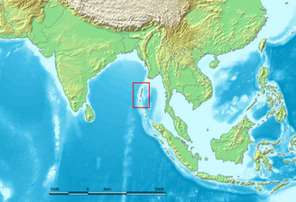 Map with India, Andaman Islands and Thailand