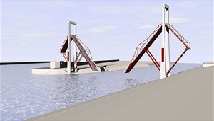 Klappbr�cke ohne Zugseile und Hydraulik