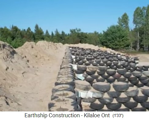Killaloe, earthship
                                    construction 05: tire-earth walls
                                    are stabilized a little bit with
                                    concrete, view from above