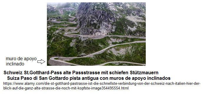 Schweiz:
                          Schiefe St�tzmauer an der alten Strecke zum
                          Gottardpass