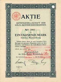 Ejemplo de una acci�n: trenes distritales
                      de la regi�n Colonia-Bonn 1909. El coraz�n se
                      vende al dinero ...