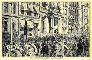 P�nico durante el colapso
                                      de la bolsa en Nueva York en 1879
                                      en la calle del Muro (Wall
                                      Street)