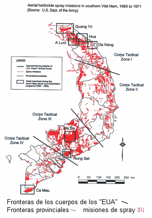 mapa de los vuelos para la deforestaci�n con Agent
                Orange durante la Guerra de Vietnam 1965-1971
