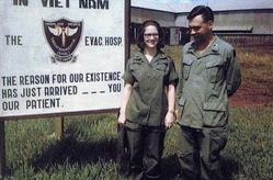 Hospital de
              Evac no. 71 en Vietnam, una placa de bienvenida [70]:
              "La raz�n de nuestra existencia viene _ _ _ t�,
              nuestro paciente."