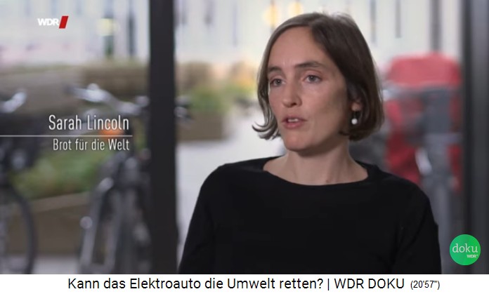 Sarah
                          Lincoln von der Organisation "Brot f�r
                          die Welt": F�r die Produktion von 1 Tonne
                          Lithium werden 2 Millionen Liter Wasser
                          verdunstet