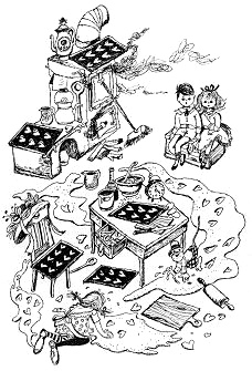 Pippi Langstrumpf backt Pl�tzchen / Guetsli
                      auf dem Boden