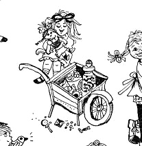 Kind mit Puppenwagen von Pippi