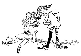 Annika erkl�rt Pippi, dass man nur dann in
                      der Nase boren soll, wenn man alleine ist