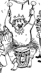 Vater Efraim trommelt, Grossaufnahme