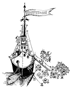 Pippi verl�dt das Pferd ins Schiff
                      "Hoppetosse"