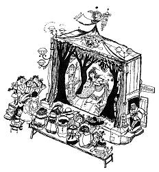 Pippi, Thomas und Annika im Theater mit dem
                      Theaterst�ck �ber die Gr�fin Aurora