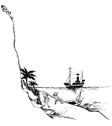 Ankunft von Jim und Buck auf Taka-Tuka-Land.
                      Die Kinder sind oben in der H�hle