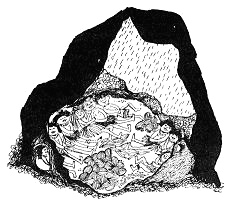 Die Taka-Tuka-Kinder schlafen in der H�hle,
                      w�hrend es draussen regnet, und Pippi Langstrumpf
                      wacht.