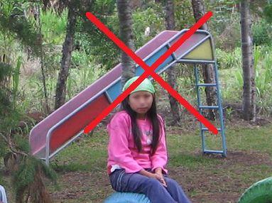Impractical slide without any flat
                                end so the children fall directly on the
                                ground, and there is no railing for
                                going up. This model is in Tsachopen in
                                Oxapampa region in Peru. Crazy