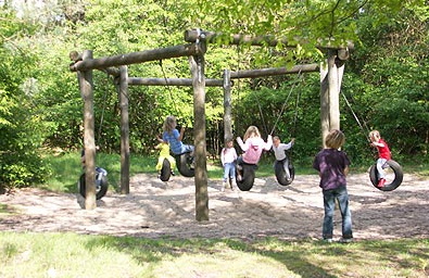 Vertikale Reifenschaukel
                          06: Sechseck-Reifenschaukel mit Finnflche in
                          Bispingen, Deutschland