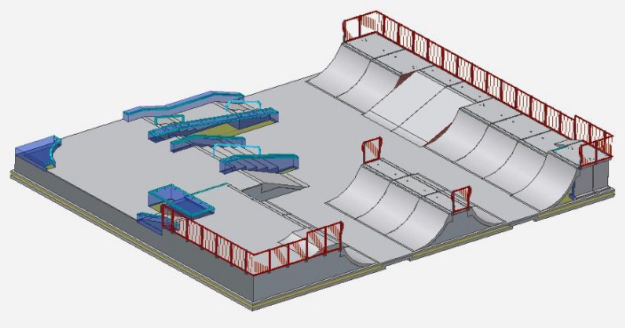 Skatepark f�r Skateboards,
                            BMX-Fahrr�der und Trottinetts, Schema 01