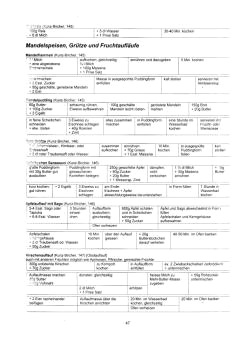 Vegetarisch Kunz-Bircher: Milchreis,
                            Desserts: Mandelspeisen, Gr�tze,
                            Fruchtaufl�ufe