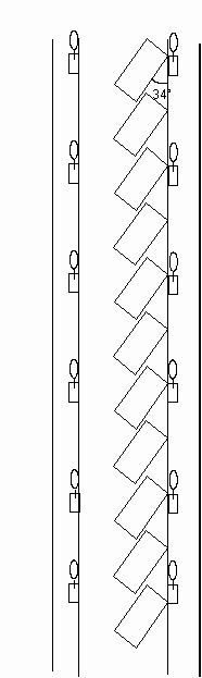 Parkplatzanordnung schrg im 34-Grad-Winkel
                        in Einbahnstrasse auf der rechten Seite