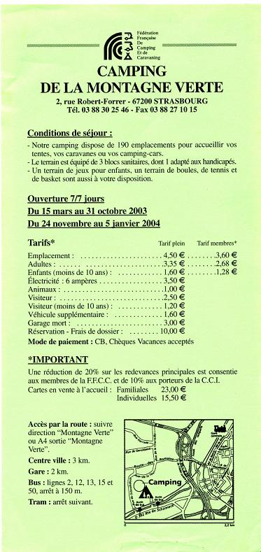 Strassburg Camping Merkblatt