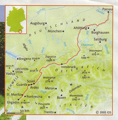 Karte: Inn-Radwanderweg /
                                    Veloroute