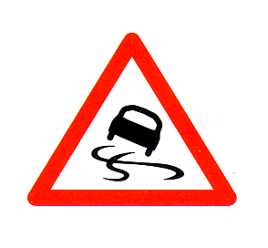Verkehrszeichen: Gefahrsignal Achtung
                      Schleudergefahr