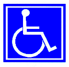 Verkehrszeichen: Hinweistafel
                      RollstuhlfahrerIn blau-weiss