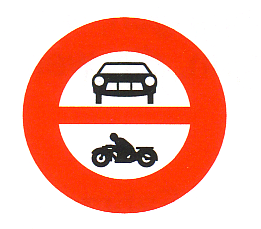 Verkehrszeichen: Vorschriftssignal Verbot für
                      Motorwagen / Autos und Motorrad / Töff