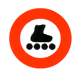 Verkehrszeichen: Vorschriftssignal Verbot für
                      fahrzeugähnliche Geräte (fäG) wie Skates,
                      Rollschuhe, Trottinet etc.