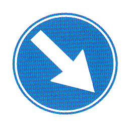 Verkehrszeichen: Vorschriftssignal
                      verpflichtendes Umfahren eines Hindernisses rechts
                      herum