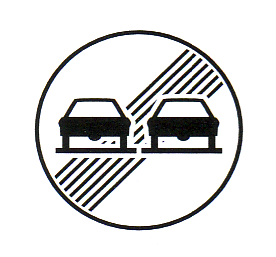 Verkehrszeichen: Vorschriftssignal
                      Überholverbot aufgehoben
