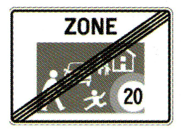 Verkehrszeichen: Vorschriftssignal
                      Begegnungszone Ende