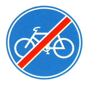 Verkehrszeichen: Vorschriftssignal Veloweg /
                      Fahrradweg Ende