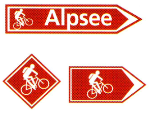 Verkehrszeichen: Wegweiser für
                      Mountainbike-Routen