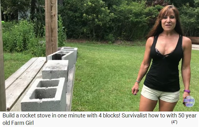 Vier hohle Betonziegelsteine -
              daraus kann man eine Kochstelle bauen