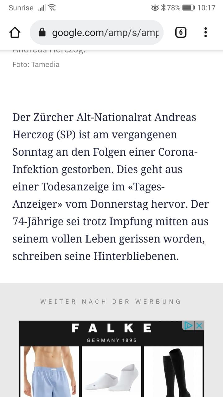 GENimpfmord durch Corona Schweiz 16.9.2021:
                  Andreas Herczog war GENgeimpft und starb an Corona19