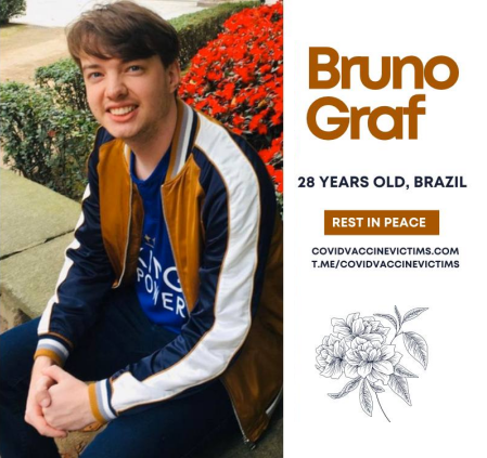 Verdacht
                    GENimpfmord Brasilien 4.3.2022: Bruno Graf (28)
                    AstraZeneca GENgeimpft: nach 10 Tagen Spital,
                    t�dliches Blutgerinnsel