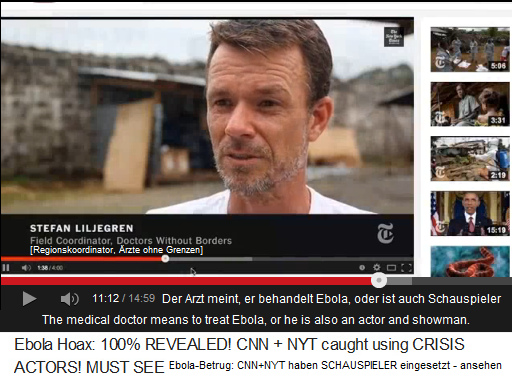 CIA-New York
                            Times-Betrug mit einem Schauspieler als
                            Arzt, Kleider oder Logo oder Haarschutz
                            sieht man nicht