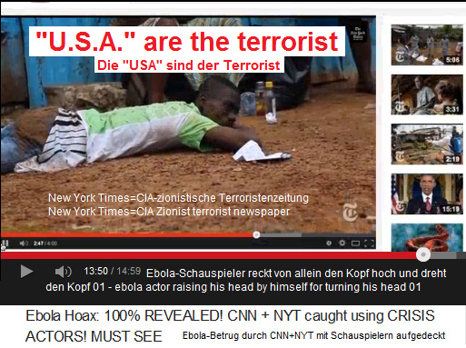 Der Ebola-Schauspieler liegt mit dem
                            Bauch auf dem Boden, hebt von alleine seinen
                            Kopf und beginnt, seinen Kopf zu drehen 01