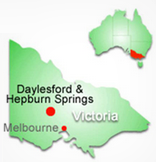 Karte von Australien mit
                            Hepburn Springs