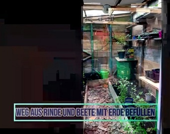 In the interior the path
                              is covered with bark