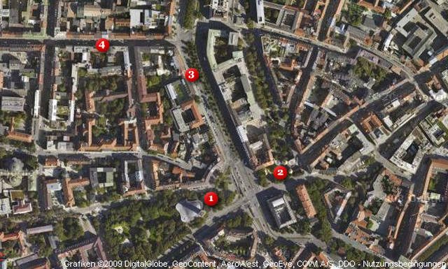 Die Stationen
            des Amoklaufs ohne Waffen: Zuerst verpr�gelten die
            Jugendlichen im Nussbaumpark (1) einen Behinderten, dann
            schlugen sie ein am Sendlinger Tor (2) einen 46-j�hrigen
            Gesch�ftsmann fast zu Tode, an der Sonnenstrasse 24 (3)
            gingen sie auf einen Studenten los, bevor sie sich in die
            Jugendherberge an der Landwehrstrasse 13 (4) begeben haben.