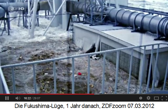 Das meterhoch �berschwemmte
                Atomkraftwerk Fukushima Daiichi, voller Treibgut