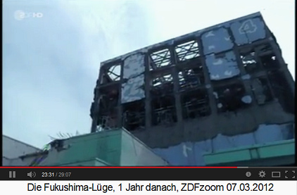 Atomkraftwerk Fukushima
                Daiichi, br�chige Fassade am Reaktor 4, Totalansicht