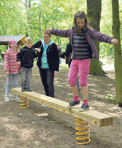 Balancing trunks 05: Wobbling balancing
                            beam on coil springs in Parensen, region of
                            Goettingen, Germany