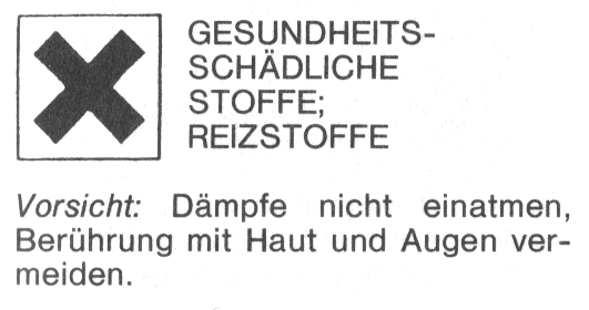 Gefahrensymbol f�r
                        Reizstoffe