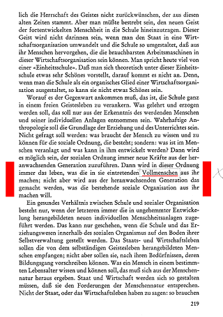 Rittersbacher: Wirkungen der Schule im
                          Lebenslauf. Quellenlesebuch der P�dagogok
                          Rudolf Steiners, bearbeitet von Karl
                          Rittersbacher, S.219, mit der Angabe, was die
                          "Vollmenschen" dann aus der
                          "Ordnung" machen werden