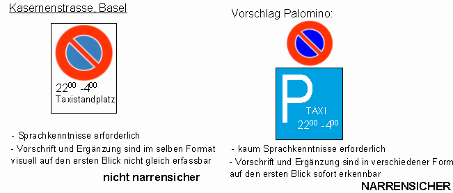 Verkehrszeichen Parkverbot, Erg�nzung:
                          Parkplatz f�r Taxis von 22 bis 4 Uhr