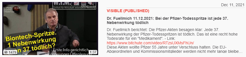 Widerstand mit
                  WARNUNG: Dr. Fuellmich warnt klar: Jede 37.
                  Nebenwirkung ist bei der "Coronaimpfung"
                  t�dlich